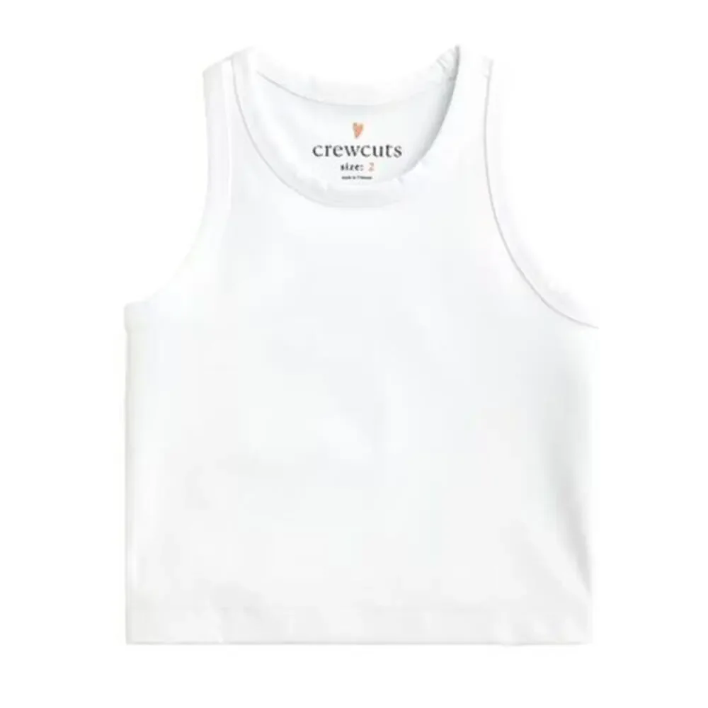 J.Crew Girls' active cropped tank top white BX030 size XL NWT